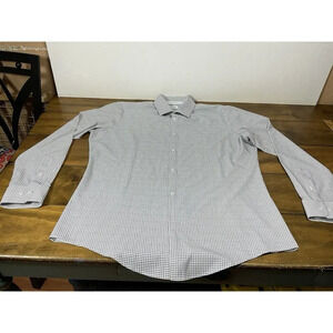 Mizzen & Main Shirt Mens XX Large Trim Fit White Blue Print Leeward Stretch